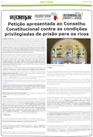 Petição contra as condições privilegiadas de prisão para os ricos publicada no jornal SAVANA